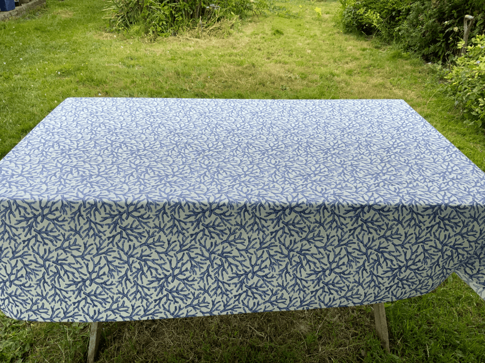 Coral Extra Wide Oilcloth in Blue